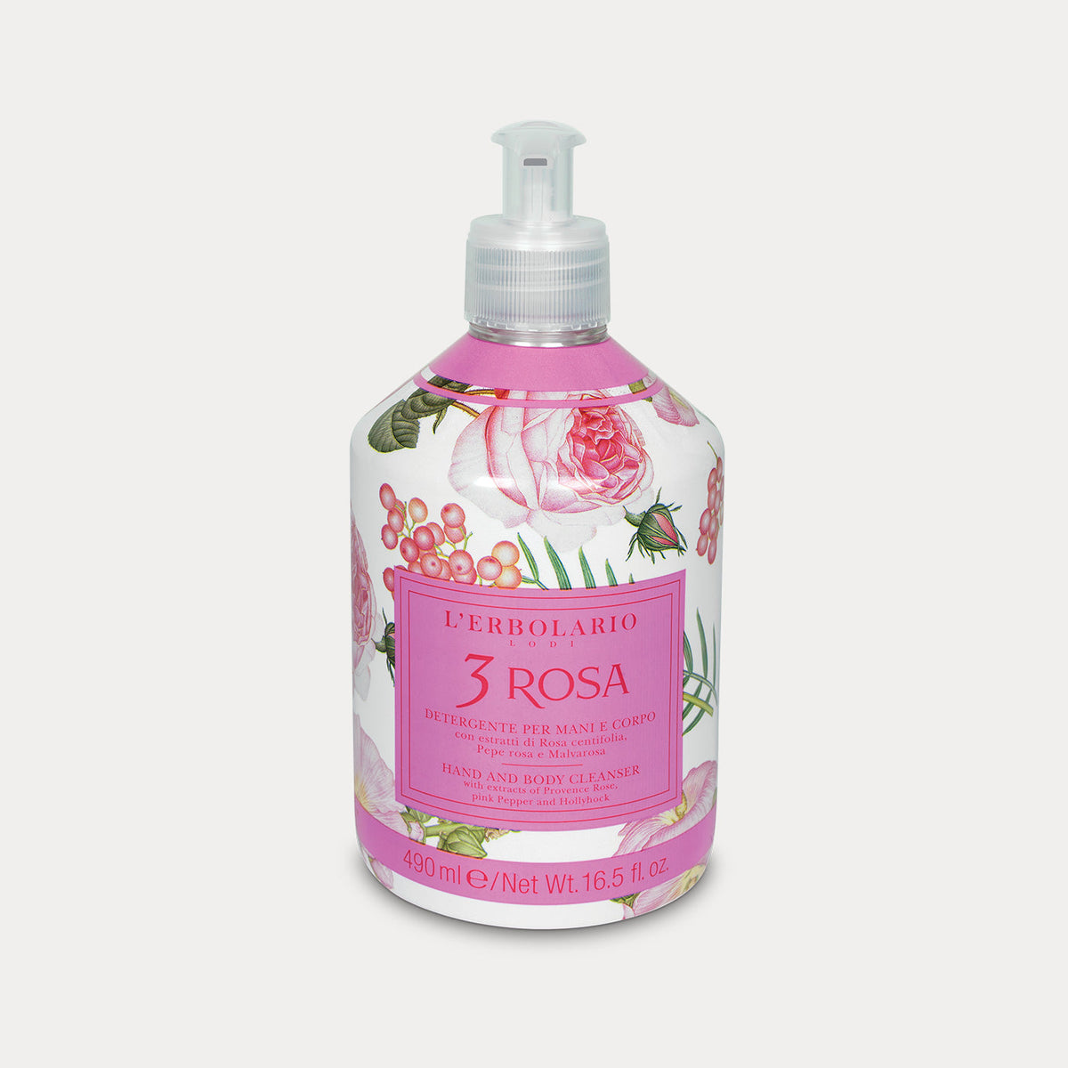 3 ROSA Flüssigseife für Hände und Körper 490ml