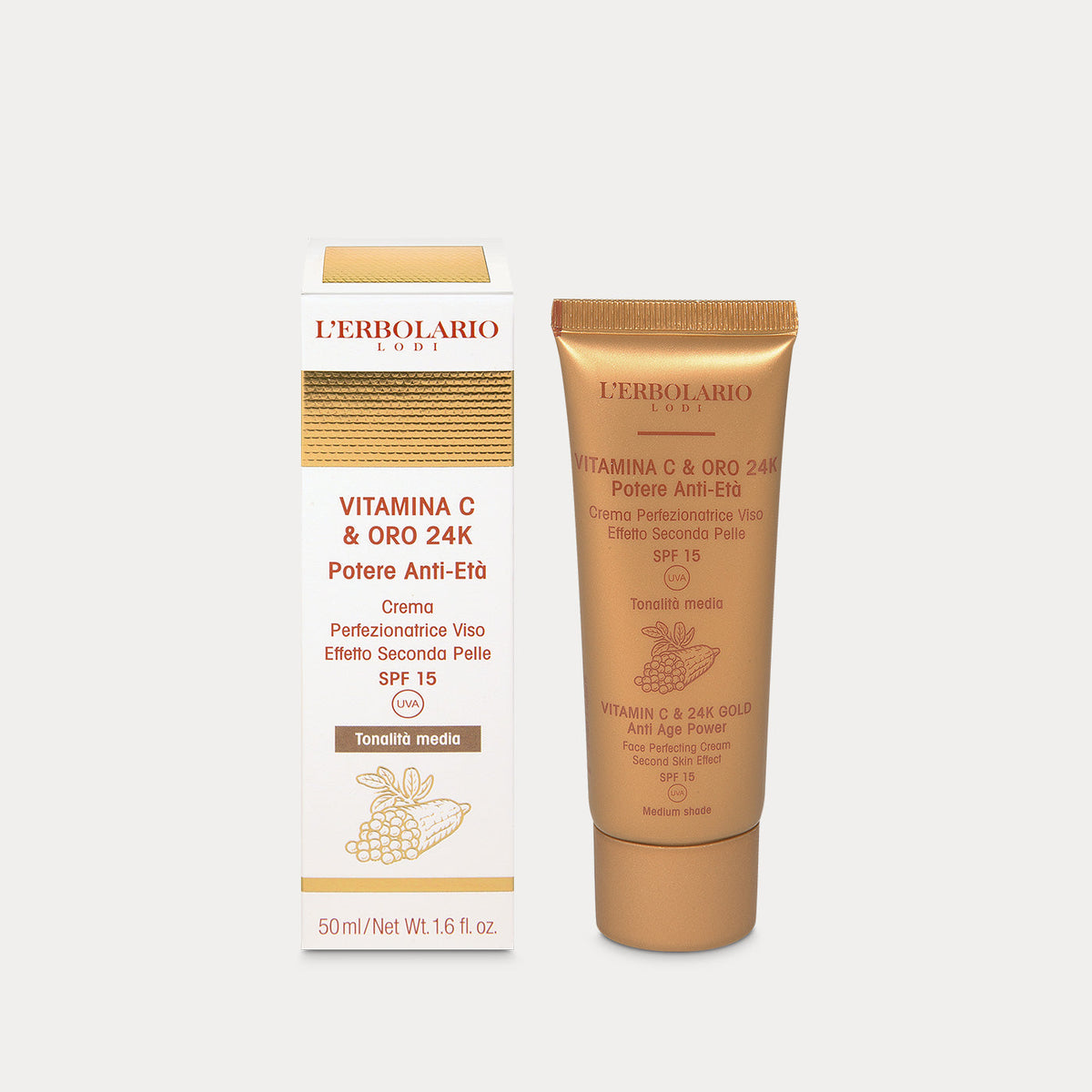 VITAMIN C & 24K GOLD getönte Tagescreme LSF15 Farbton mittel